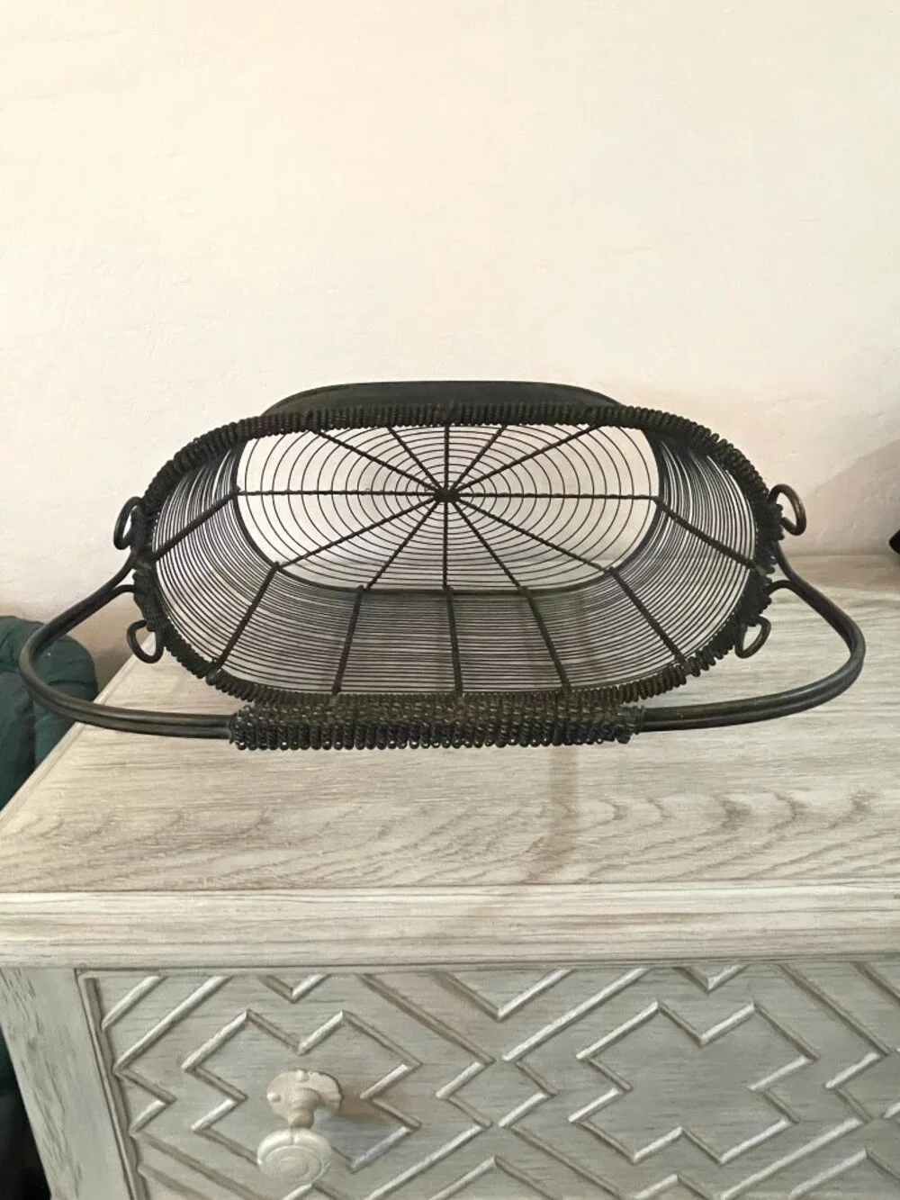Large Wire Metal Basket Sturdy With Handle